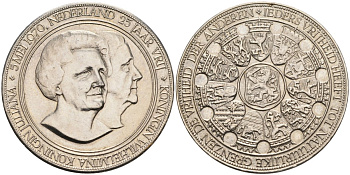 Нидерланды медаль 1970 25 лет освобождения (5 мая 1970), Юлиана И Вильгельмина, диаметр 30 мм. никелированная сталь 88-1026