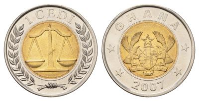 Гана 1 седи 2007 год-тип KM 42 биметалл UNC 3459-1152