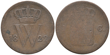 НИДЕРЛАНДЫ 1 ЦЕНТ 1822 ВИЛЬЯМ I (1815-1840) KM 47 медь 28-1241