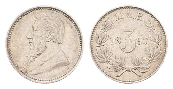 ЮАР 3 пенса 1897 KM 3 серебро 3711-1544