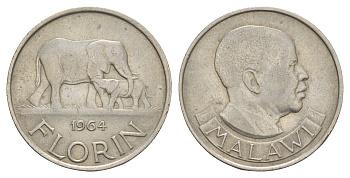Малави 1 флорин 1964 год-тип KM 3 медь цинк никель 4657-1215