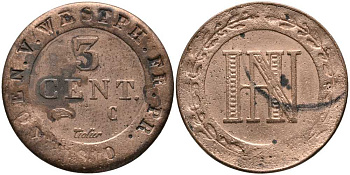 Вестфалия 3 сантима 1810 С KM 23 медь 117-456