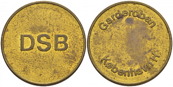 ЕВРОПА ЖЕТОН ND ГАРДЕРОБНЫЙ DSB GARDEROBEN KOBENHAVN h желтый металл 4544-1025