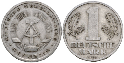 ГДР 1 марка 1956 A KM 13 алюминий 4601-453