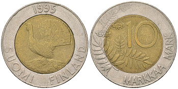 Финляндия 10 марок 1995 M KM 77 биметалл 92-117