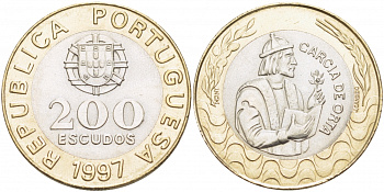 Португалия 200 эскудо 1997 Гарсия Де Орта (1501-1568) KM 655 KM 655 биметалл 4403-443