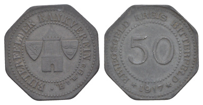 Биттерфельд 50 пфеннигов 1917 Funck 44.3A, Men05 2917.5, Men18 3746.5 цинк 4638-121