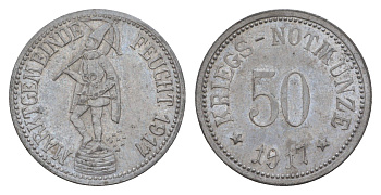 Фойхт 50 пфеннигов 1917 Funck 128.3, Men18 9130.3 цинк 5010-714