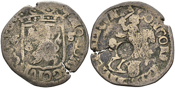 Кампен (Kampen), Нидерланды 6 стиверов ND надчеканка KM 77 серебро 1528-331