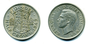 Великобритания 1/2 кроны 1949 Георг VI (1936-1952) KM 879, Spink 4106 медно-никель 89-1223