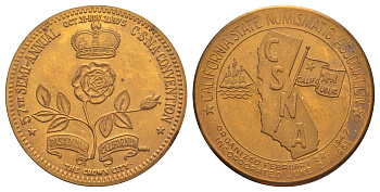 США, Калифорния медаль "Калифорнийская государственная нумизматическая ассоциация, 57-й полугодовой съезд" 1975 диаметр 35 мм, вес 23,1 ГР бронза 1529-521