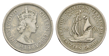 Восточные Карибы 25 центов 1955 KM 6 медно-никель 4678-1041