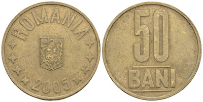Румыния 50 бани 2005 KM 192 латунь 85-354