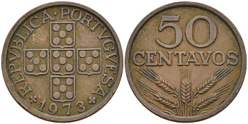Португалия 50 сентаво 1973 KM 596 бронза 4573-952