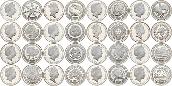 Австралия набор из 16 монет по 5 долларов 2000 XXVII летние Олимпийские игры 2000 года в Сиднее полный набор серебро PROOF 4-3-5-11