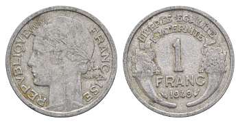 Франция 1 франк 1949 KM 885a.1, Le Franc 221 алюминий 4631-526