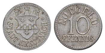 Кройцнах 10 пфеннигов ND Funck 259.1, Men18 17446.1 железо aUNC 4643-933