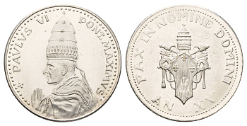 Ватикан медаль в честь избрание папой римским Павлом VI ND (1963) Павел VI, диаметр 35 мм, вес 15,9 гр бронза плакированная серебро 4667-1215