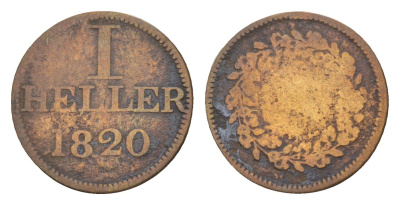 Франкфурт 1 геллер 1820 Юденпфенниг KM Tn11 медь 4651-1061