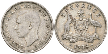 Австралия 6 пенсов 1938 Георг V (1936-1952) KM 38 серебро 4623-211