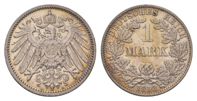 Германия 1 марка 1910 A, Вильгельм II (1888-1918) KM 14, J. 17 серебро 4626-216