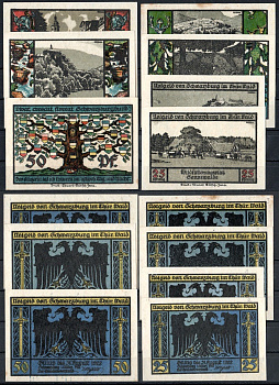 Шварцбург (Тюрингия) полный набор из 7 нотгельдов (25 и 50 пфеннигов) 1922 Mehl Grabowski 1208.2 бумага UNC (пресс) 7553-14-2-2