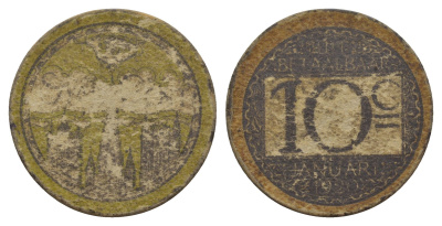 Бельгия, Гент 10 сантимов 1920 LA BLU-GT5.1 картон 413-6743