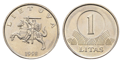 Литва 1 лит 1998 KM 111 медно-никель UNC 4686-1244