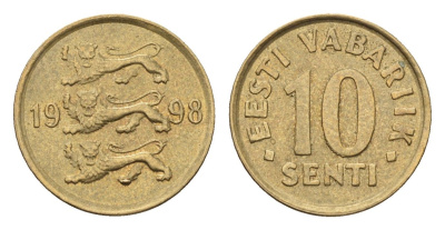 Эстония 10 сентов 1998 KM 22 латунь 4689-648