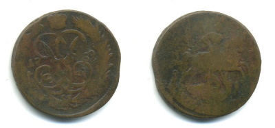 РОССИЯ 1 КОПЕЙКА 1759 медь 61-416