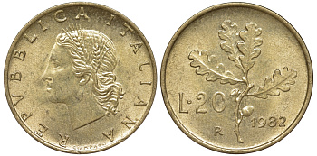 Италия 20 лир 1982 R KM 4561-1134