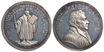 Бранденбург-Пруссия 1817 на 300-летнюю годовщину Реформации, Мартин Лютер, диаметр 36,5 мм, вес 15,0 гр Slg. Whiting 569 серебро UNC - PROOF 00-815-06