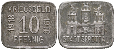 Шпроттау (Силезия) 10 пфеннингов 1918 Funck 515.1, Men18 29827.1 железо 4169-1153
