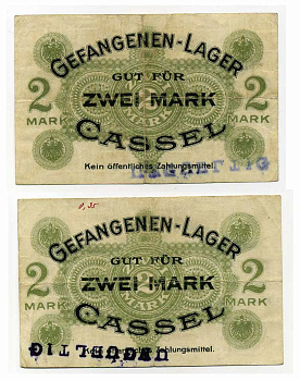 Германия 2 марки ND лагерь военнопленных в Касселе, печать недействительно C-2788 бумага 000-00-00