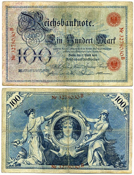Германия 100 марок 1903 серия B Pick 22 a, Розенберг 20  бумага   8619-36-2-1