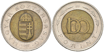 Венгрия 100 форинтов 1997 BP KM 721 биметалл 4616-1153