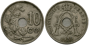 Бельгия 10 сантимов 1929 Belgie KM 86 медно-никель 4395-1123