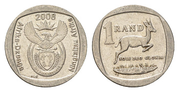 ЮАР 1 ранд 2008 KM 444 медь плакированная никелем 4627-514