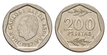 Испания 200 песет 1987 M, Хуан Карлос I (1975-2014) KM 829 медно-никель 4622-1253