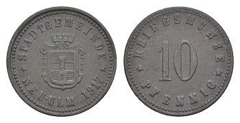 Ной-Ульм 10 пфеннигов 1917 Funck 378.2, Men18 23462.2 цинк 4532-741