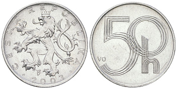 Чехия 50 геллеров 2003 b’ KM 3 алюминий aUNC 4532-149