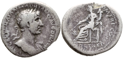 Римская Империя денарий 117 Адриан Рим Very fine RIC 10 серебро 270-421