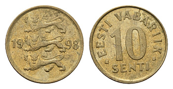Эстония 10 сентов 1998 KM 22 латунь 4696-234