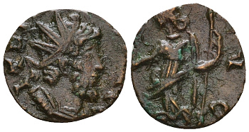 Римская Империя, императоры в Галлии антониниан 272 Тетрик, IMP C TETRICVS P F AVG, бюст императора / PAX AVG, Пация, персонификация Мира, локальная чеканка в Галлии RIC 100 биллон 1073-25-87