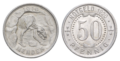 Менден 50 пфеннигов 1920 Funck 328.13, Men18 20803.7 алюминий UNC 4636-1062