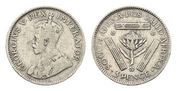 ЮАР 3 пенса 1928 Георг V (1910-1936) KM 15.1 серебро 4564-534