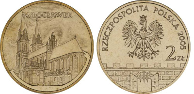 Польша 2 злотых 2005 MW, серия исторические места Польши, Влоцлавек (Wloclawek) KM 529, Parchimowicz 960 латунь UNC 603-1031