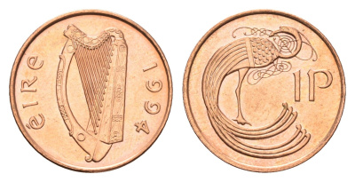 Ирландия 1 пенс 1994 мифологическая птица лира KM 20a сталь плакированная медью UNC 4647-912