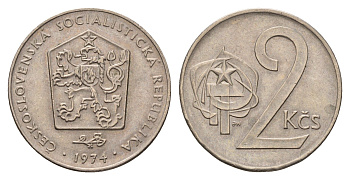 Чехословакия 2 кроны 1974 KM 75 медно-никель UNC 4678-645