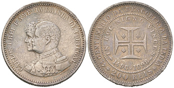 Португалия 200 реалов 1898 400 лет Открытию Индии KM 537 серебро 4171-1141